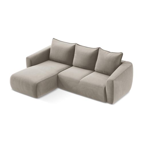 Canapé D’angle 3 Places Gauche Convertible Guava En Velours Taupe