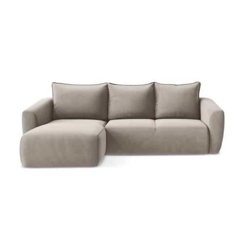 Canapé D’angle 3 Places Gauche Convertible Guava En Velours Taupe