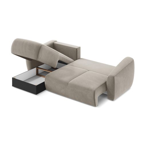 Canapé D’angle 3 Places Gauche Convertible Guava En Velours Taupe