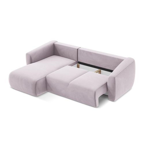 Canapé D’angle 3 Places Gauche Convertible Guava En Velours Lavande