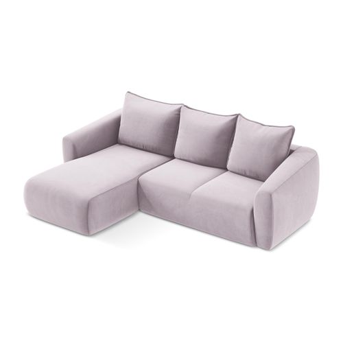 Canapé D’angle 3 Places Gauche Convertible Guava En Velours Lavande