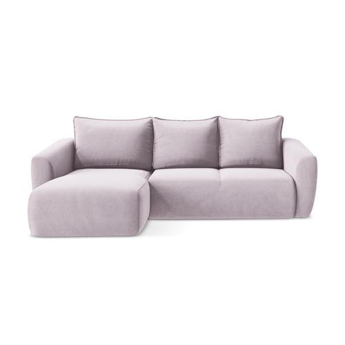 Canapé D’angle 3 Places Gauche Convertible Guava En Velours Lavande