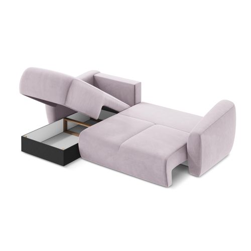 Canapé D’angle 3 Places Gauche Convertible Guava En Velours Lavande