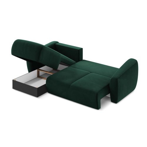Canapé D’angle 3 Places Gauche Convertible Guava En Velours Bouteille Verte