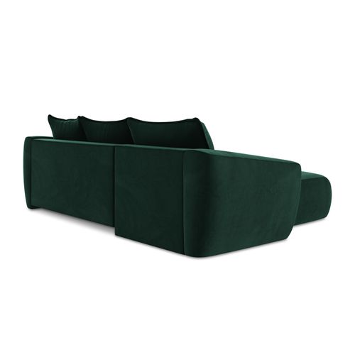 Canapé D’angle 3 Places Gauche Convertible Guava En Velours Bouteille Verte
