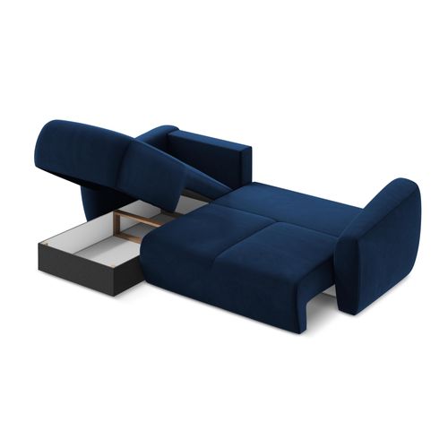 Canapé D’angle 3 Places Gauche Convertible Guava En Velours Bleu Royal