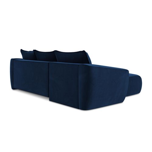 Canapé D’angle 3 Places Gauche Convertible Guava En Velours Bleu Royal