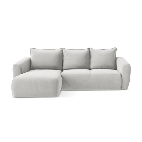 Canapé D’angle 3 Places Gauche Convertible Guava En Velours Argent