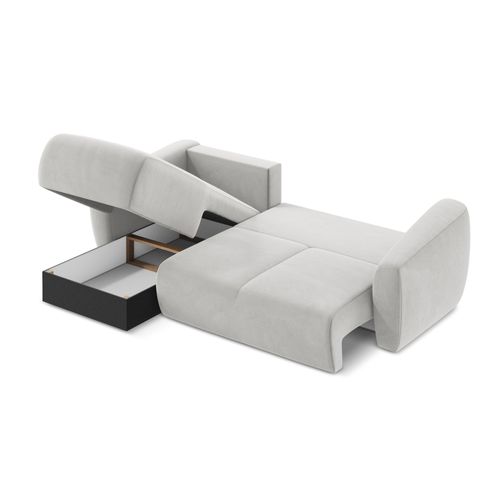 Canapé D’angle 3 Places Gauche Convertible Guava En Velours Argent