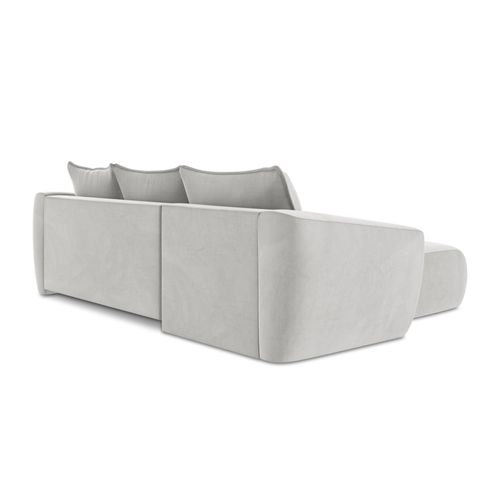 Canapé D’angle 3 Places Gauche Convertible Guava En Velours Argent