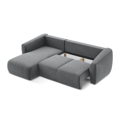 Canapé D’angle 3 Places Gauche Convertible Guava En Velours Acier