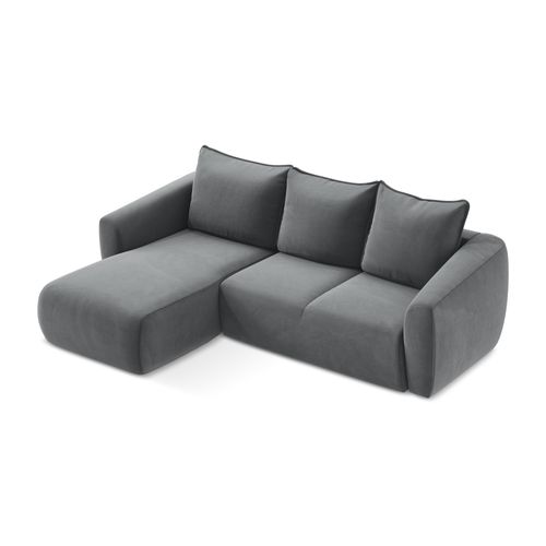 Canapé D’angle 3 Places Gauche Convertible Guava En Velours Acier