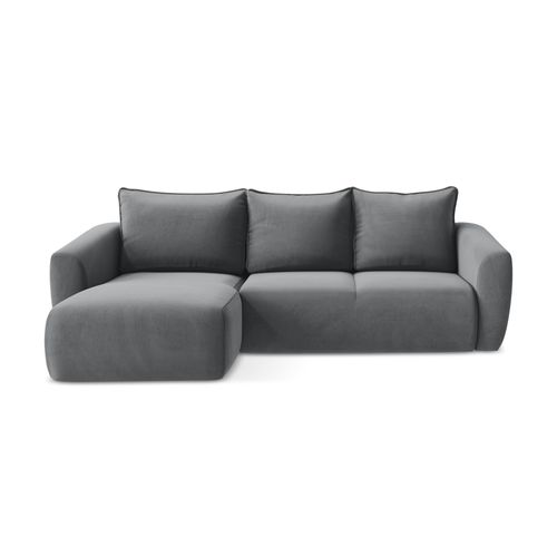 Canapé D’angle 3 Places Gauche Convertible Guava En Velours Acier