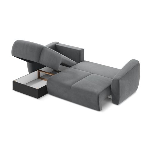 Canapé D’angle 3 Places Gauche Convertible Guava En Velours Acier