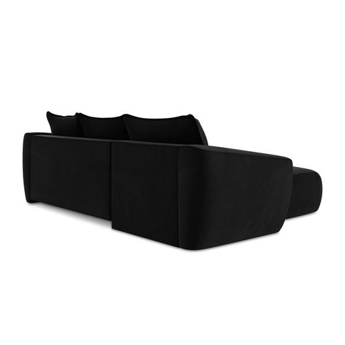 Canapé D’angle 3 Places Gauche Convertible Guava En Velours Noir