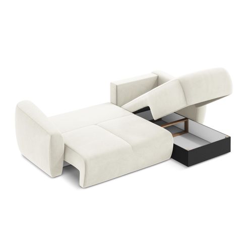 Canapé D'angle Droit Convertible Guava En Velours Beige Clair