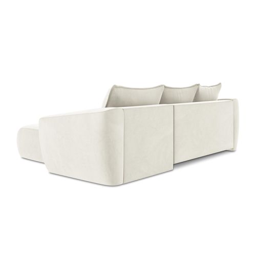 Canapé D'angle Droit Convertible Guava En Velours Beige Clair