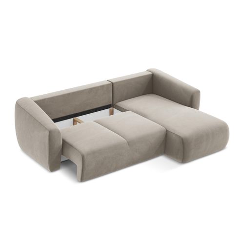 Canapé D'angle Droit Convertible Guava En Velours Taupe