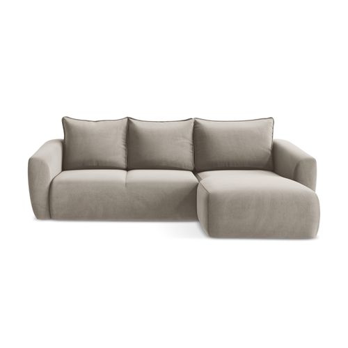 Canapé D'angle Droit Convertible Guava En Velours Taupe