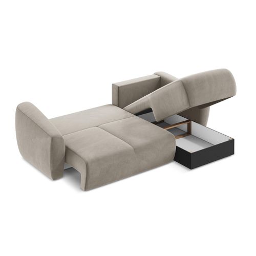 Canapé D'angle Droit Convertible Guava En Velours Taupe