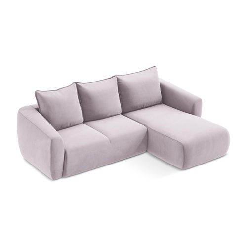 Canapé D'angle Droit Convertible Guava En Velours Lavande