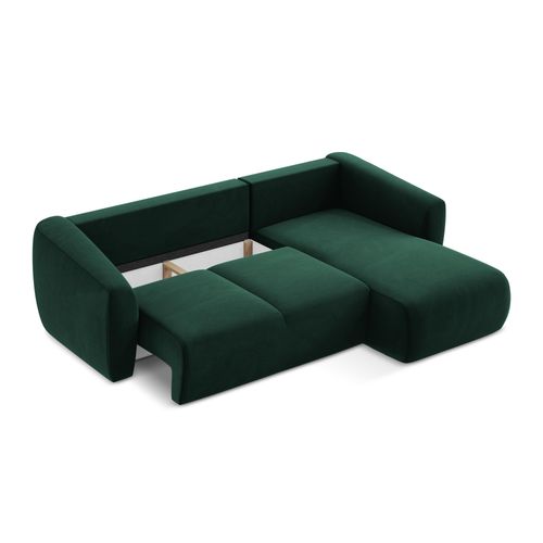 Canapé D'angle Droit Convertible Guava En Velours Bouteille Verte