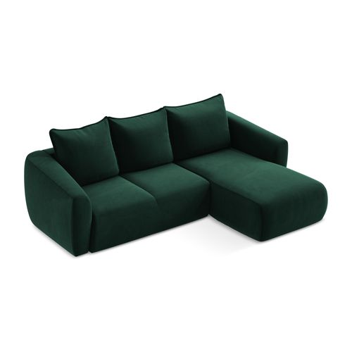 Canapé D'angle Droit Convertible Guava En Velours Bouteille Verte