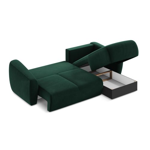 Canapé D'angle Droit Convertible Guava En Velours Bouteille Verte