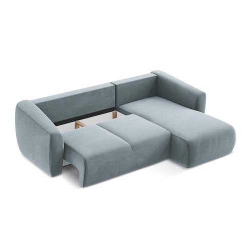 Canapé D'angle Droit Convertible Guava En Velours Bleu Clair