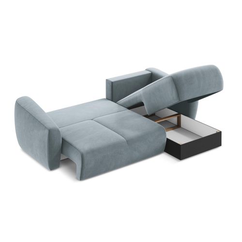 Canapé D'angle Droit Convertible Guava En Velours Bleu Clair