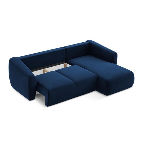 Canapé D'angle Droit Convertible Guava En Velours Bleu Royal