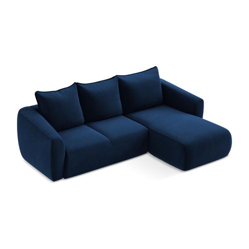 Canapé D'angle Droit Convertible Guava En Velours Bleu Royal
