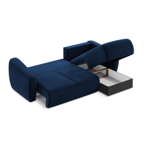 Canapé D'angle Droit Convertible Guava En Velours Bleu Royal