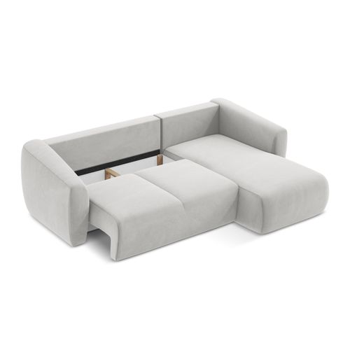 Canapé D'angle Droit Convertible Guava En Velours Argent