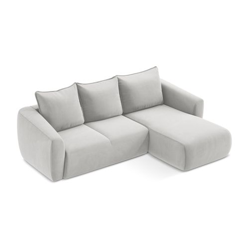 Canapé D'angle Droit Convertible Guava En Velours Argent