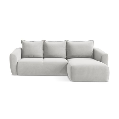 Canapé D'angle Droit Convertible Guava En Velours Argent