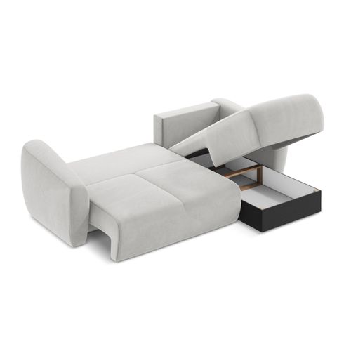 Canapé D'angle Droit Convertible Guava En Velours Argent