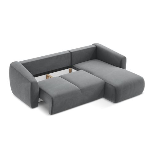 Canapé D'angle Droit Convertible Guava En Velours Acier