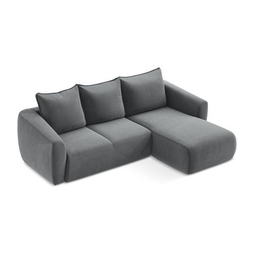 Canapé D'angle Droit Convertible Guava En Velours Acier