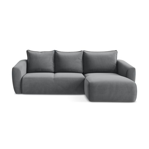 Canapé D'angle Droit Convertible Guava En Velours Acier