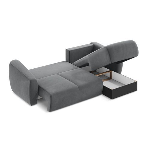 Canapé D'angle Droit Convertible Guava En Velours Acier