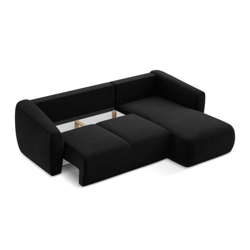 Canapé D'angle Droit Convertible Guava En Velours Noir