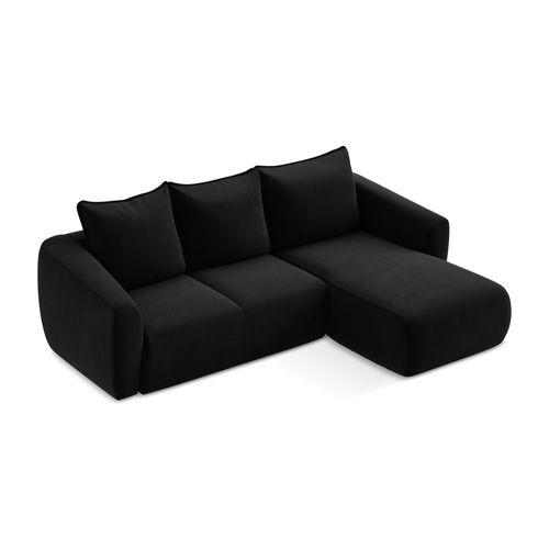 Canapé D'angle Droit Convertible Guava En Velours Noir