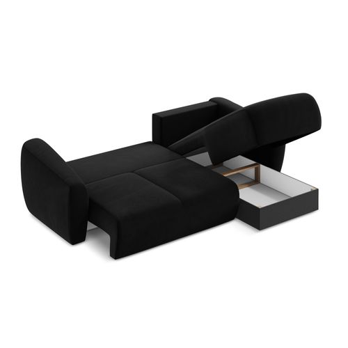 Canapé D'angle Droit Convertible Guava En Velours Noir