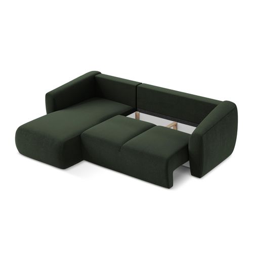 Canapé D’angle 3 Places Gauche Convertible Guava En Tissu Texturé Bouteille Verte