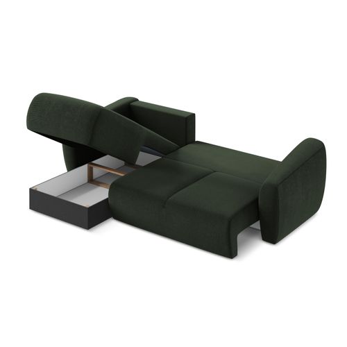 Canapé D’angle 3 Places Gauche Convertible Guava En Tissu Texturé Bouteille Verte
