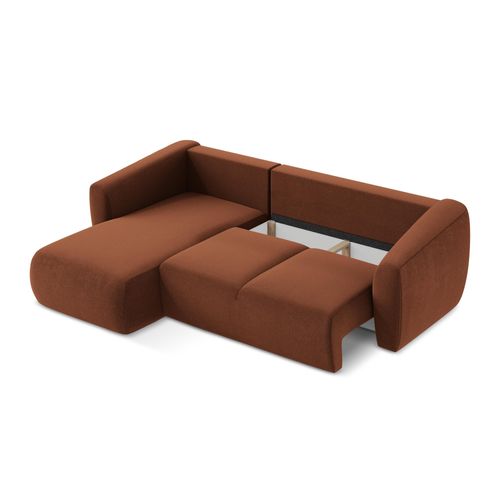 Canapé D’angle 3 Places Gauche Convertible Guava En Tissu Texturé Terre Cuite