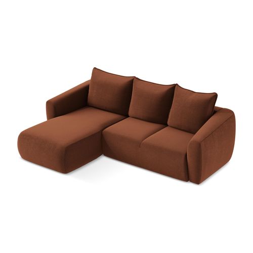 Canapé D’angle 3 Places Gauche Convertible Guava En Tissu Texturé Terre Cuite