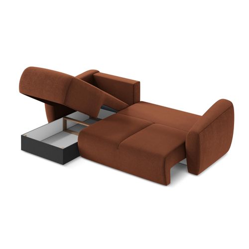 Canapé D’angle 3 Places Gauche Convertible Guava En Tissu Texturé Terre Cuite