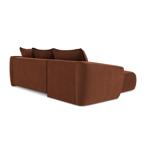 Canapé D’angle 3 Places Gauche Convertible Guava En Tissu Texturé Terre Cuite